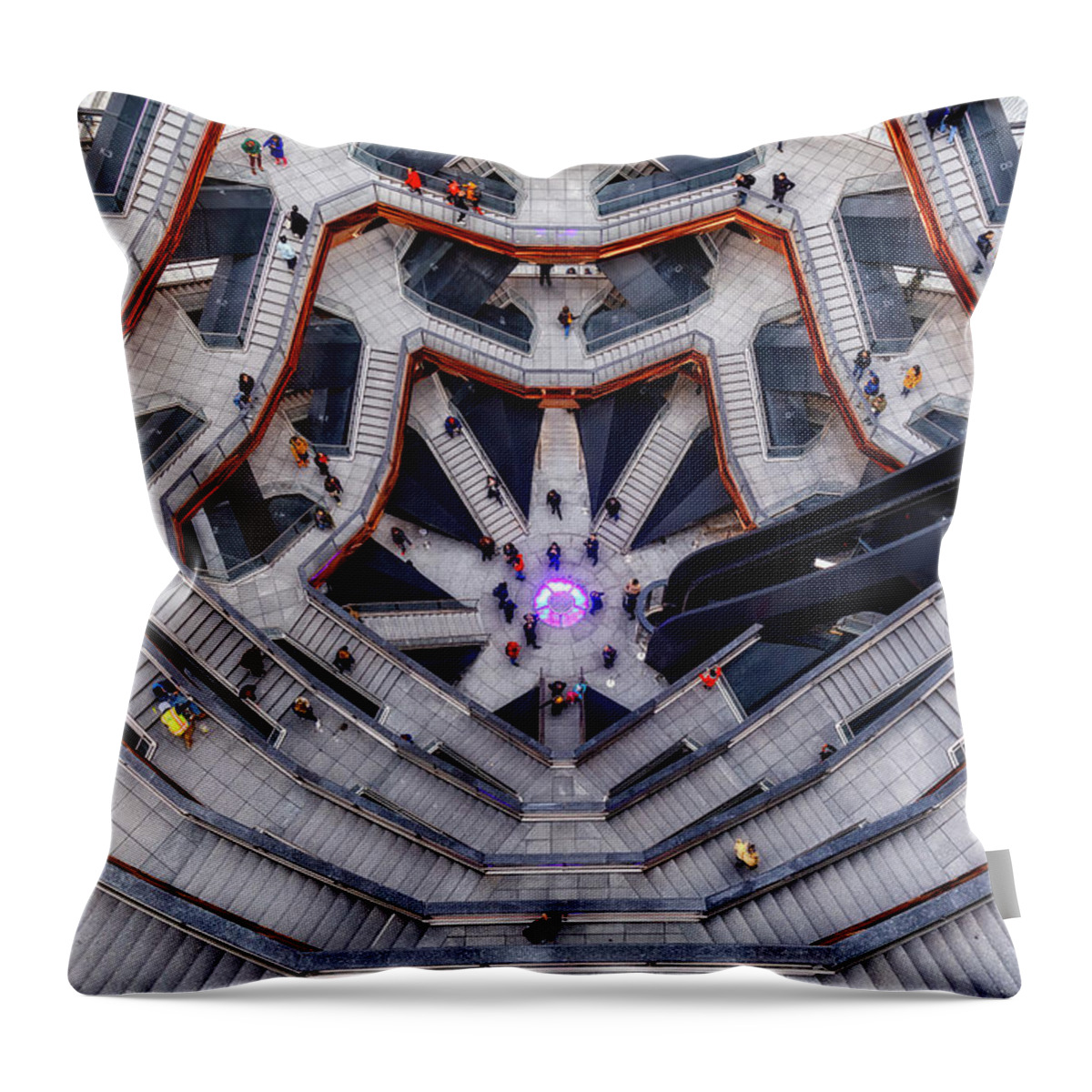 Hudson Yards Throw Pillow featuring the photograph Inside the Hudson Yards Vessel NYC II by Susan Candelario