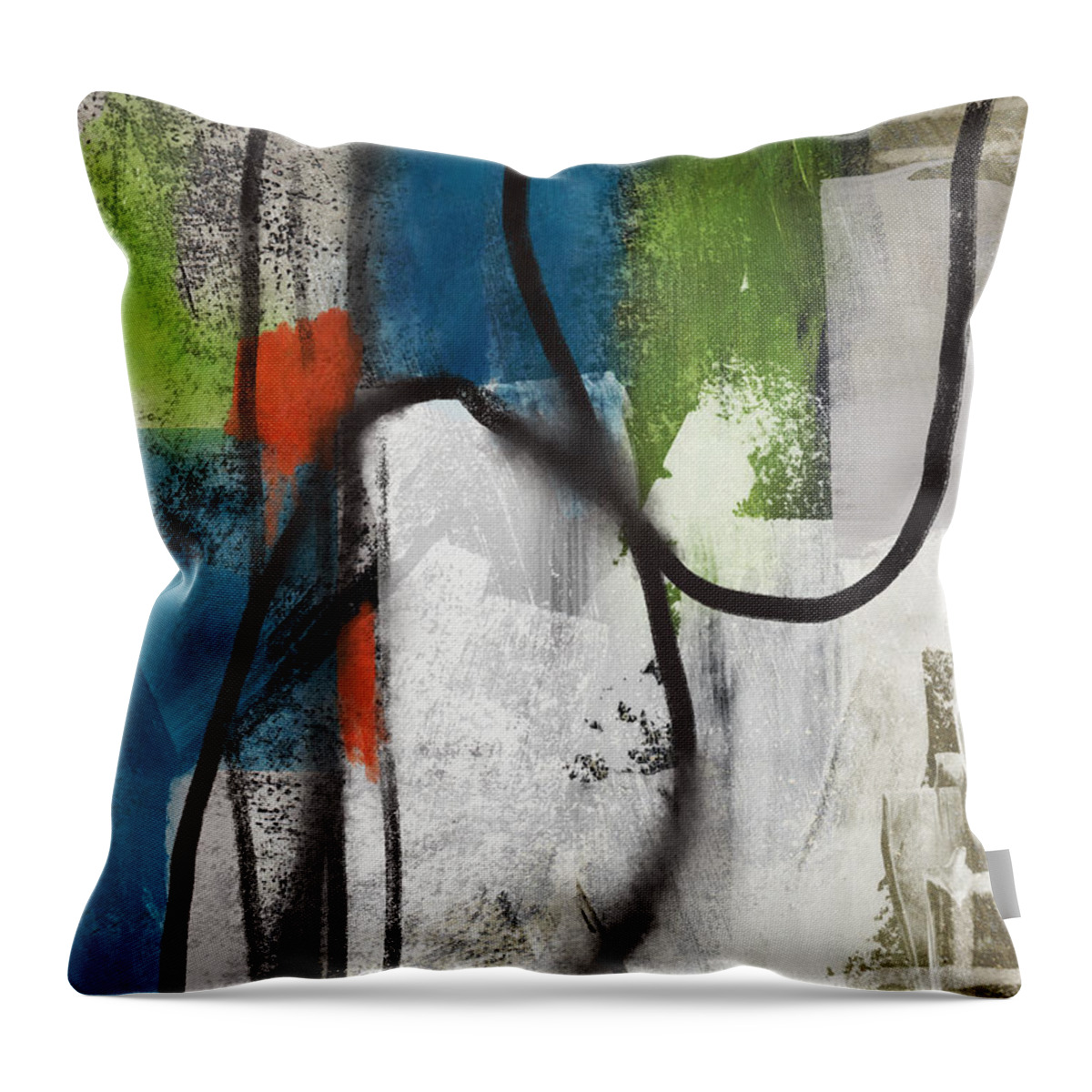 Abstract Throw Pillow featuring the mixed media Intersection 40- Art by Linda Woods by Linda Woods