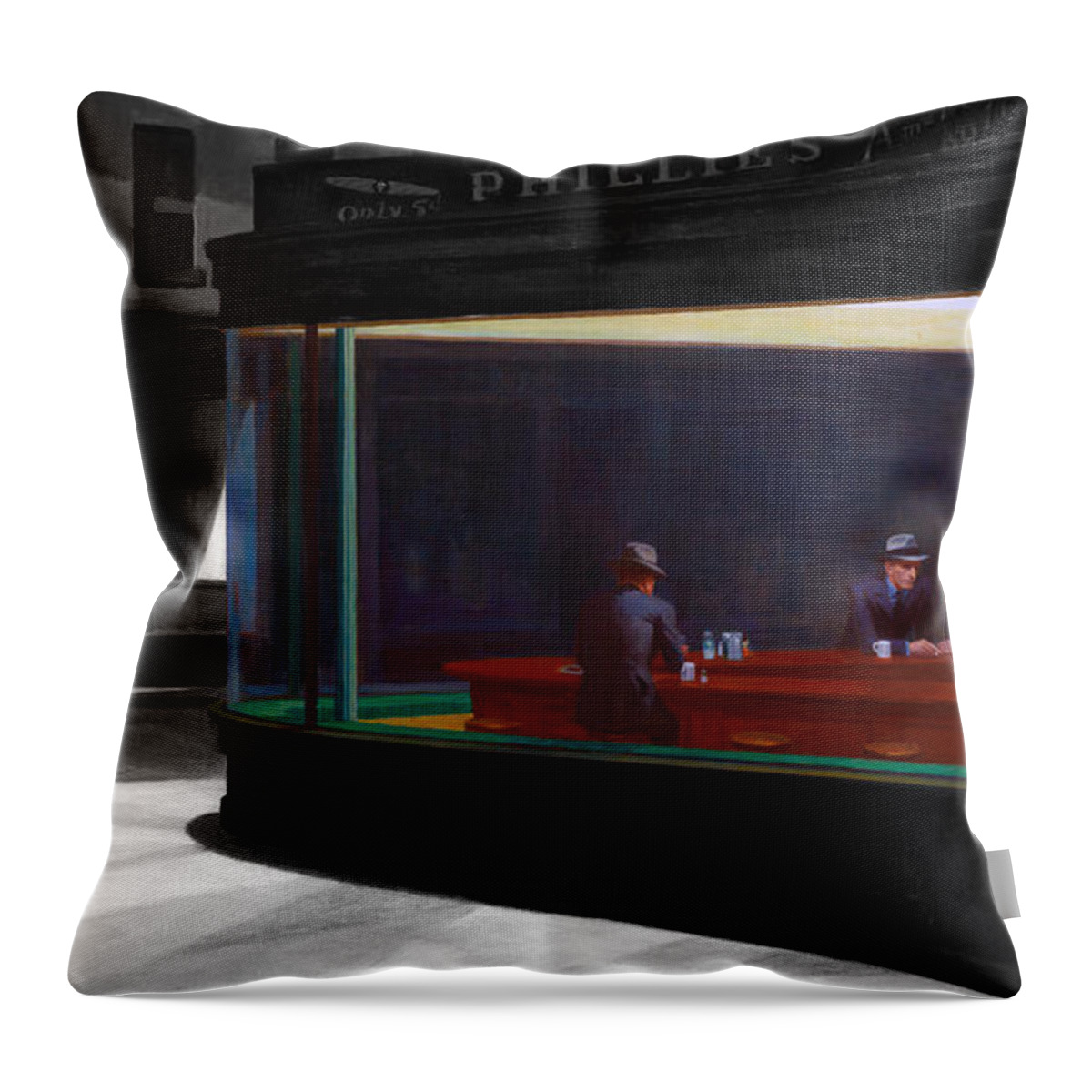 Postmodernism Throw Pillow featuring the digital art Inv Blend 17 Hopper by David Bridburg