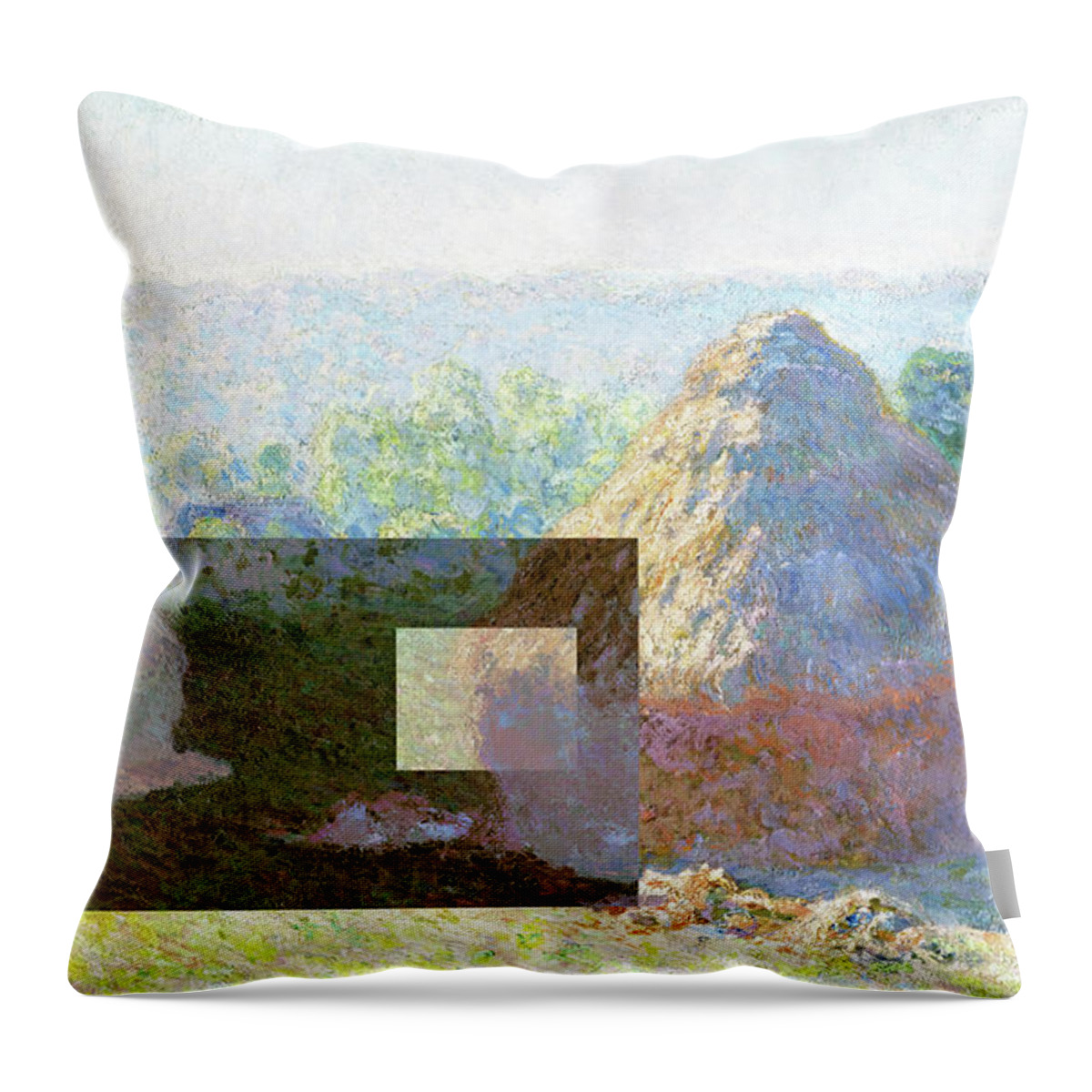 Abstract In The Living Room Throw Pillow featuring the digital art Inv Blend 9 Monet by David Bridburg