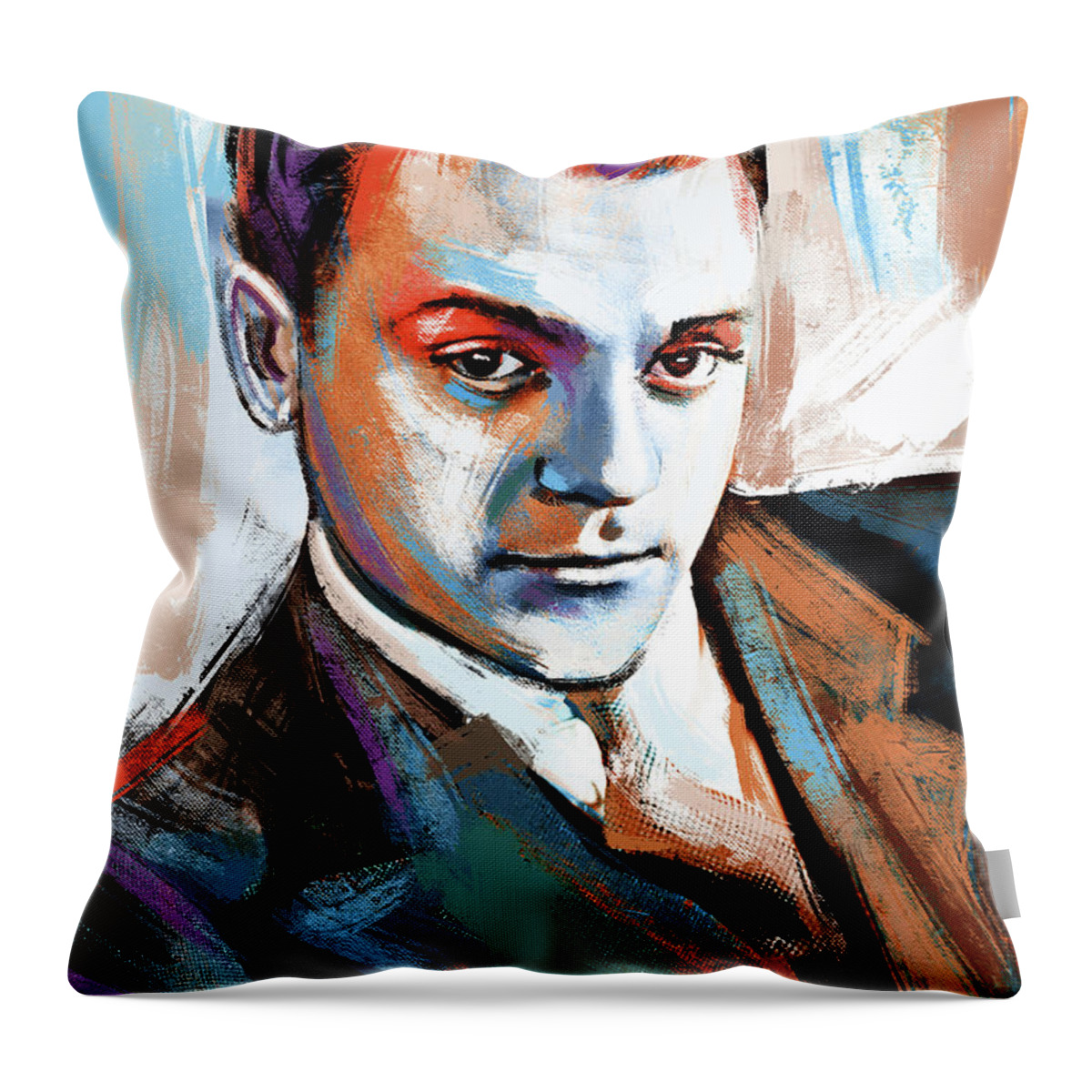 James Throw Pillow featuring the painting James Cagney painting by Stars on Art