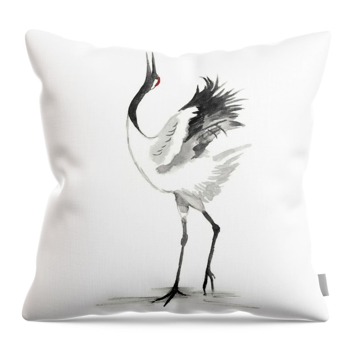 Asia Throw Pillow featuring the painting Japanese Cranes Iv by Naomi Mccavitt
