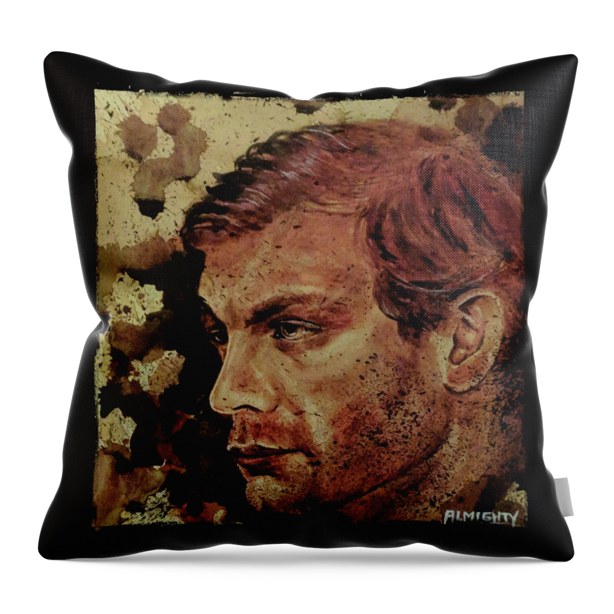 Ryan Almighty Throw Pillow featuring the painting Jeffrey Dahmer by Ryan Almighty