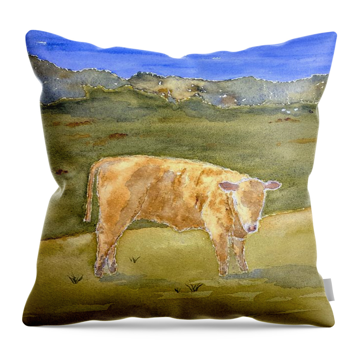 Watercolor Throw Pillow featuring the painting Jersey Lore by John Klobucher