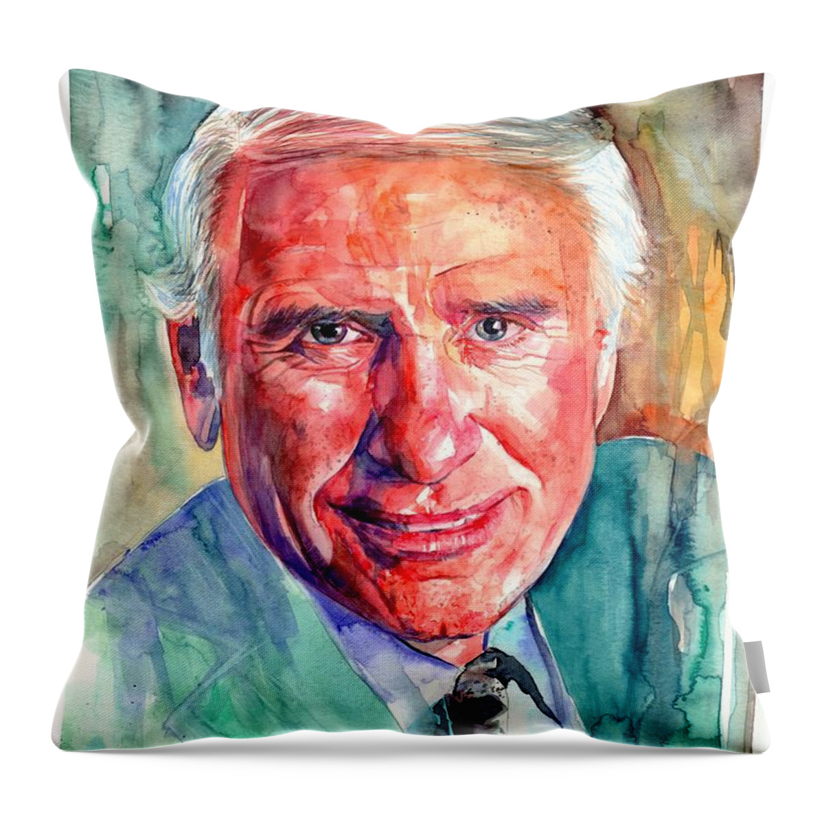 Jim Rohn Throw Pillow featuring the painting Jim Rohn Portrait by Suzann Sines