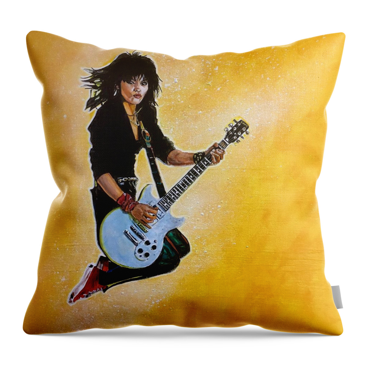 Joan Jett Throw Pillow featuring the painting Joan Jett by Joel Tesch