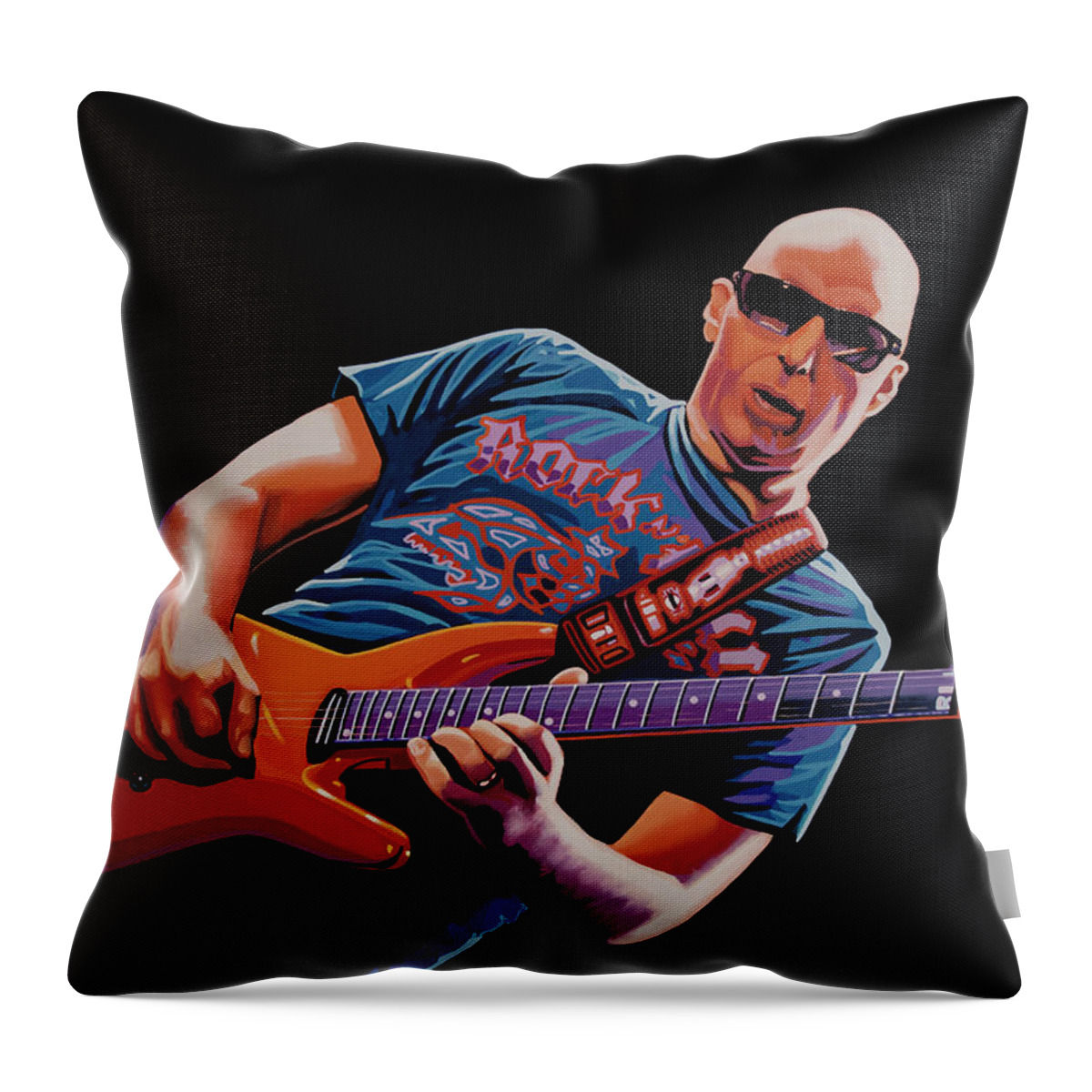 Joe Satriani Throw Pillow featuring the painting Joe Satriani Painting 2 by Paul Meijering