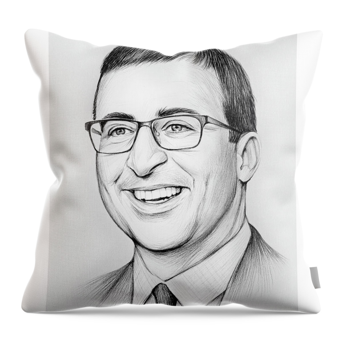 Drawing Throw Pillow featuring the drawing John Oliver by Greg Joens