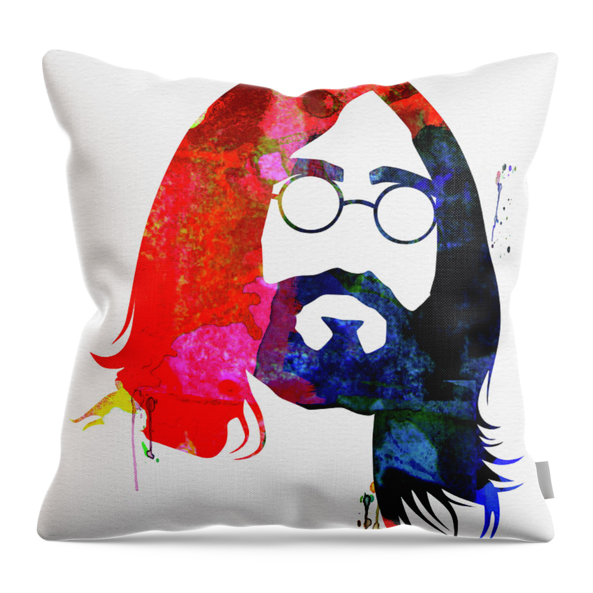 John Lennon Throw Pillow featuring the mixed media John Watercolor by Naxart Studio