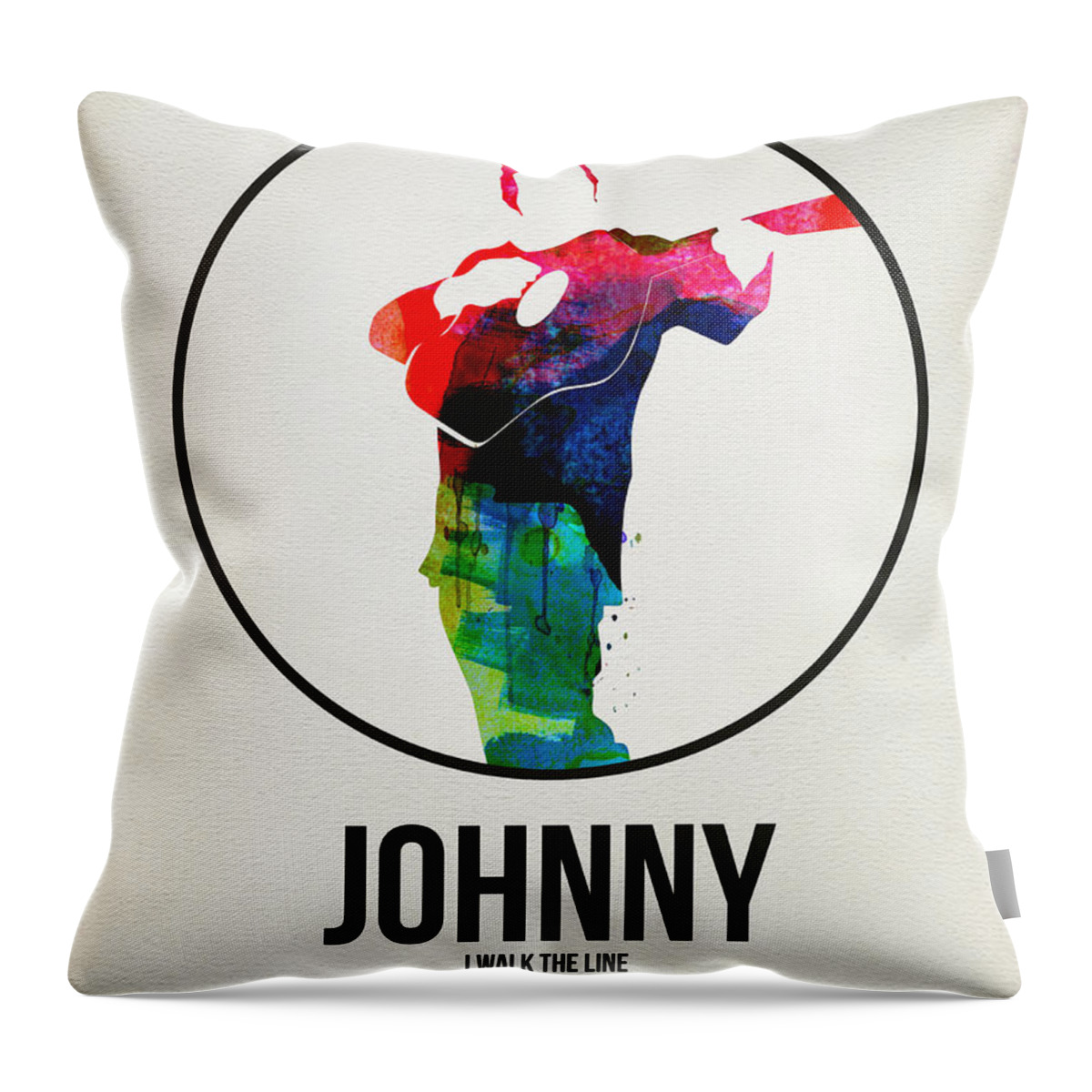 Johnny Cash Throw Pillow featuring the digital art Johnny Cash Watercolor by Naxart Studio