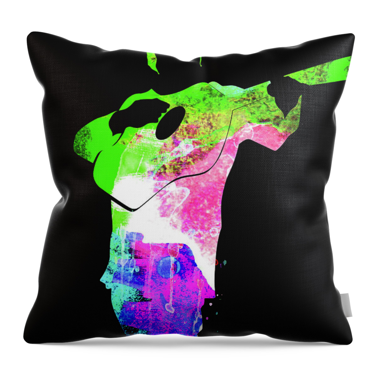 Johnny Cash Throw Pillow featuring the mixed media Johnny Watercolor II by Naxart Studio