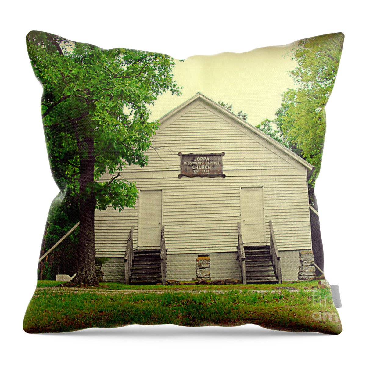 Historic Throw Pillow featuring the photograph Joppa Missionary Baptist Church 1862 by Stacie Siemsen