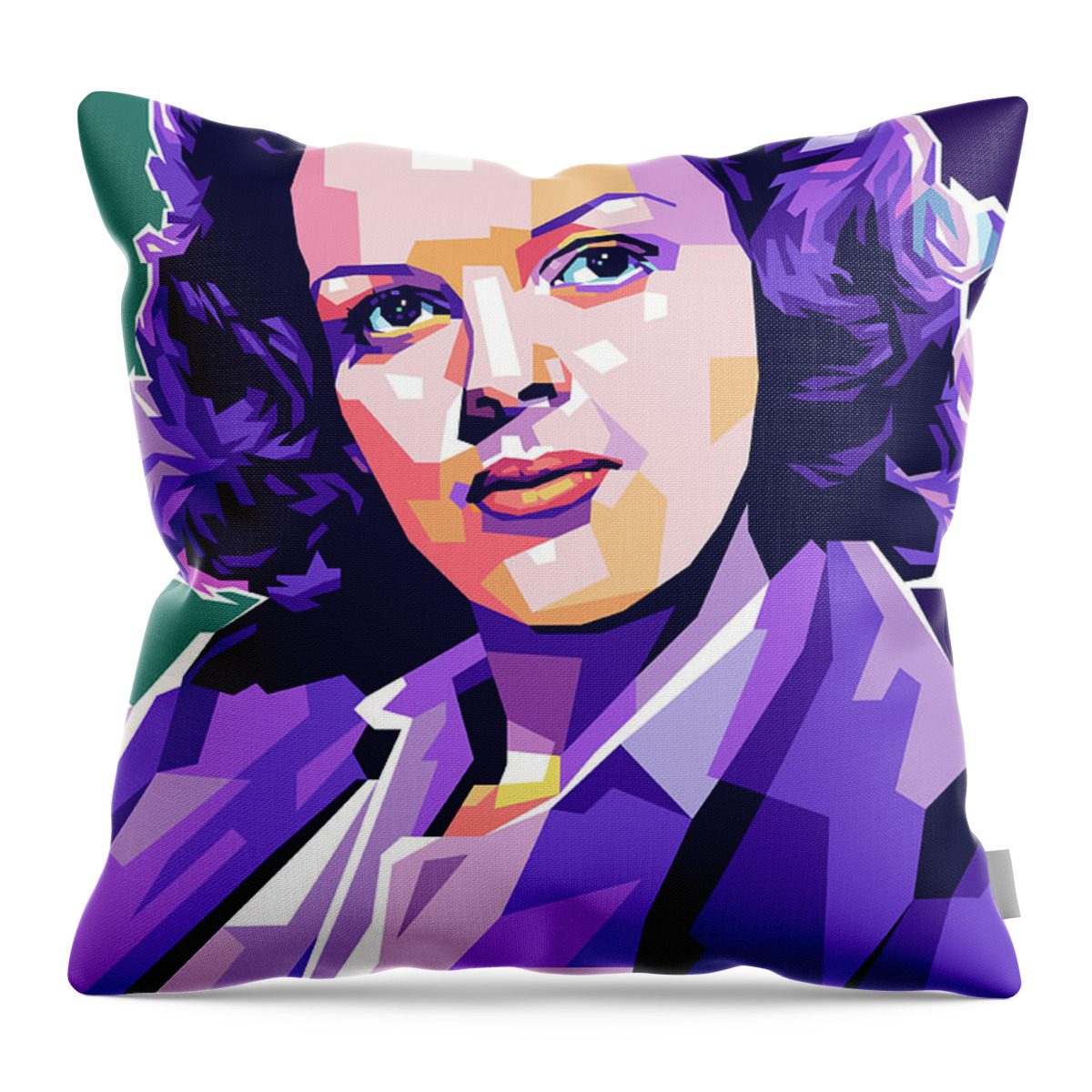 Judy Throw Pillow featuring the digital art Judy Garland portrait by Stars on Art