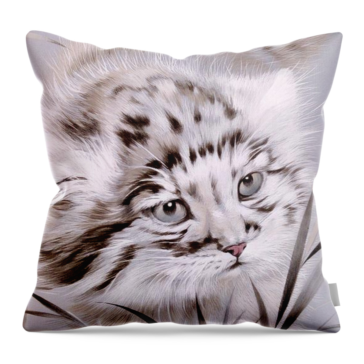 Russian Artists New Wave Throw Pillow featuring the painting Jungle Cat 1 by Alina Oseeva