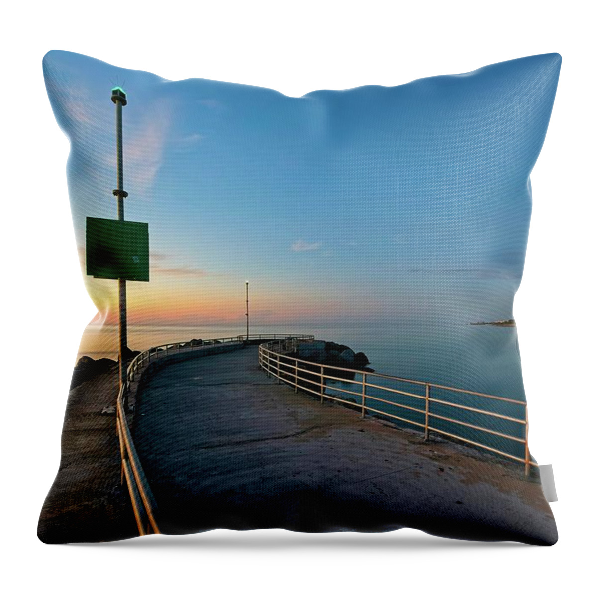 Nature Throw Pillow featuring the photograph Jupiter Inlet Jetty Looking South by Steve DaPonte