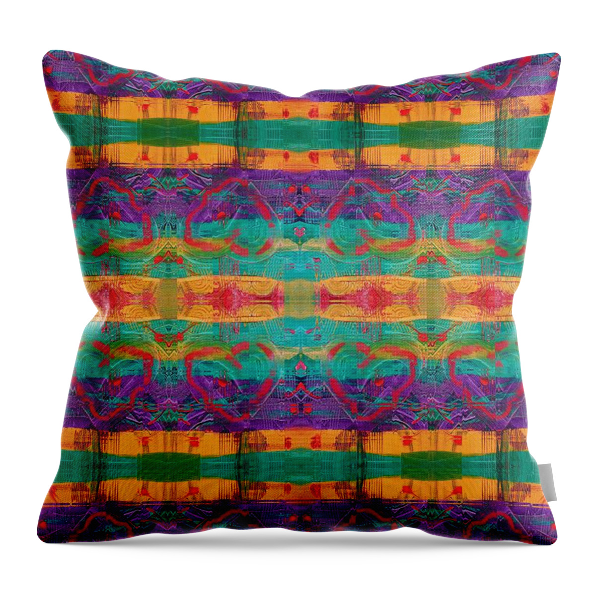 Hearts Throw Pillow featuring the painting KaleidoLove by Bill King