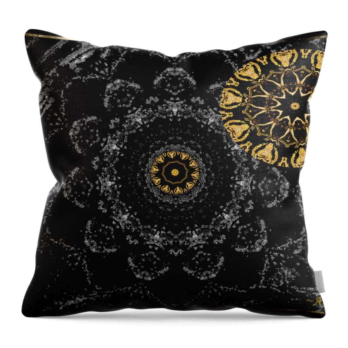 Moon Throw Pillow featuring the digital art Kaleidoscope Moon for Children Gone Too Soon Number 2 - Faces and Flowers by Aberjhani