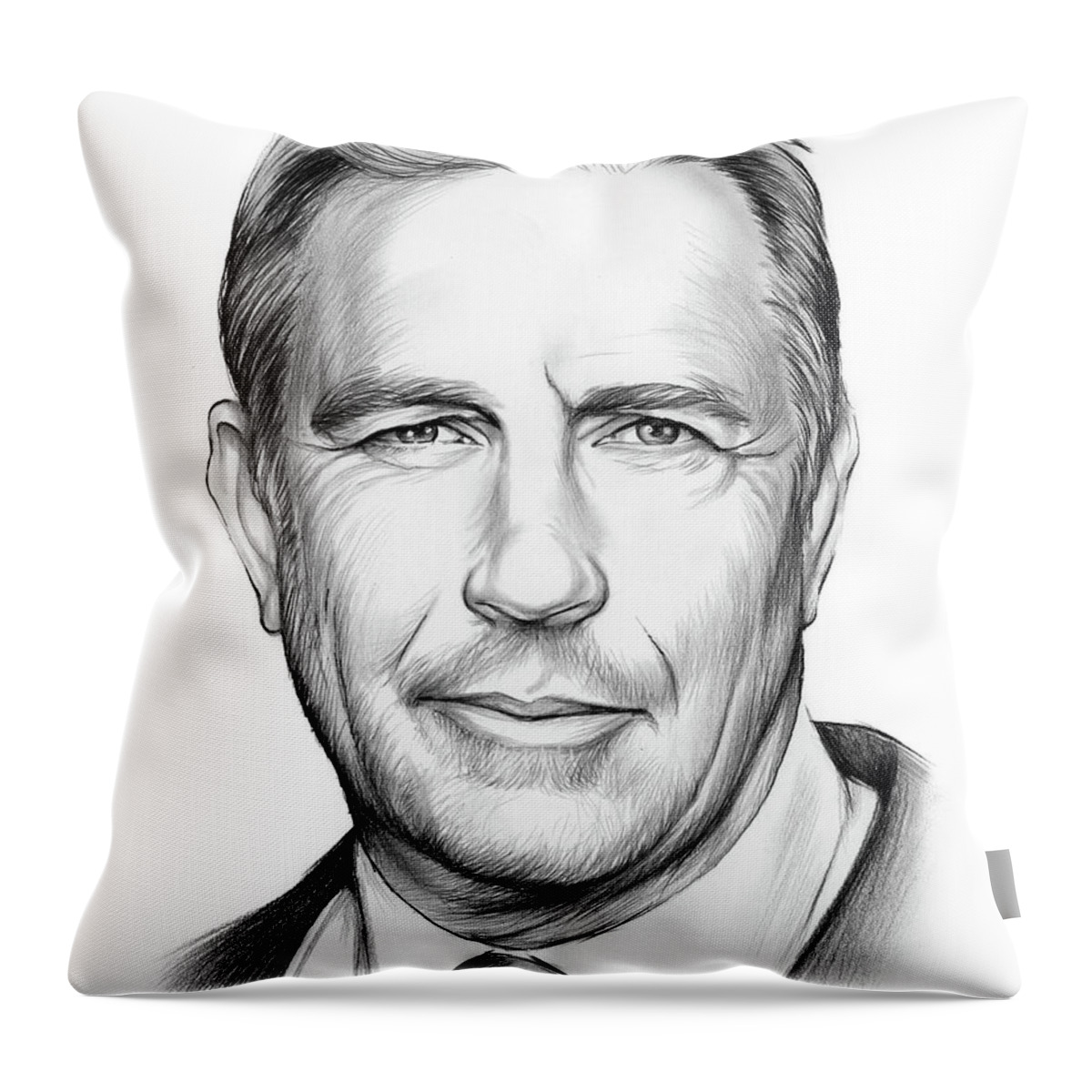 Kevin Costner Throw Pillow featuring the drawing Kevin Costner by Greg Joens