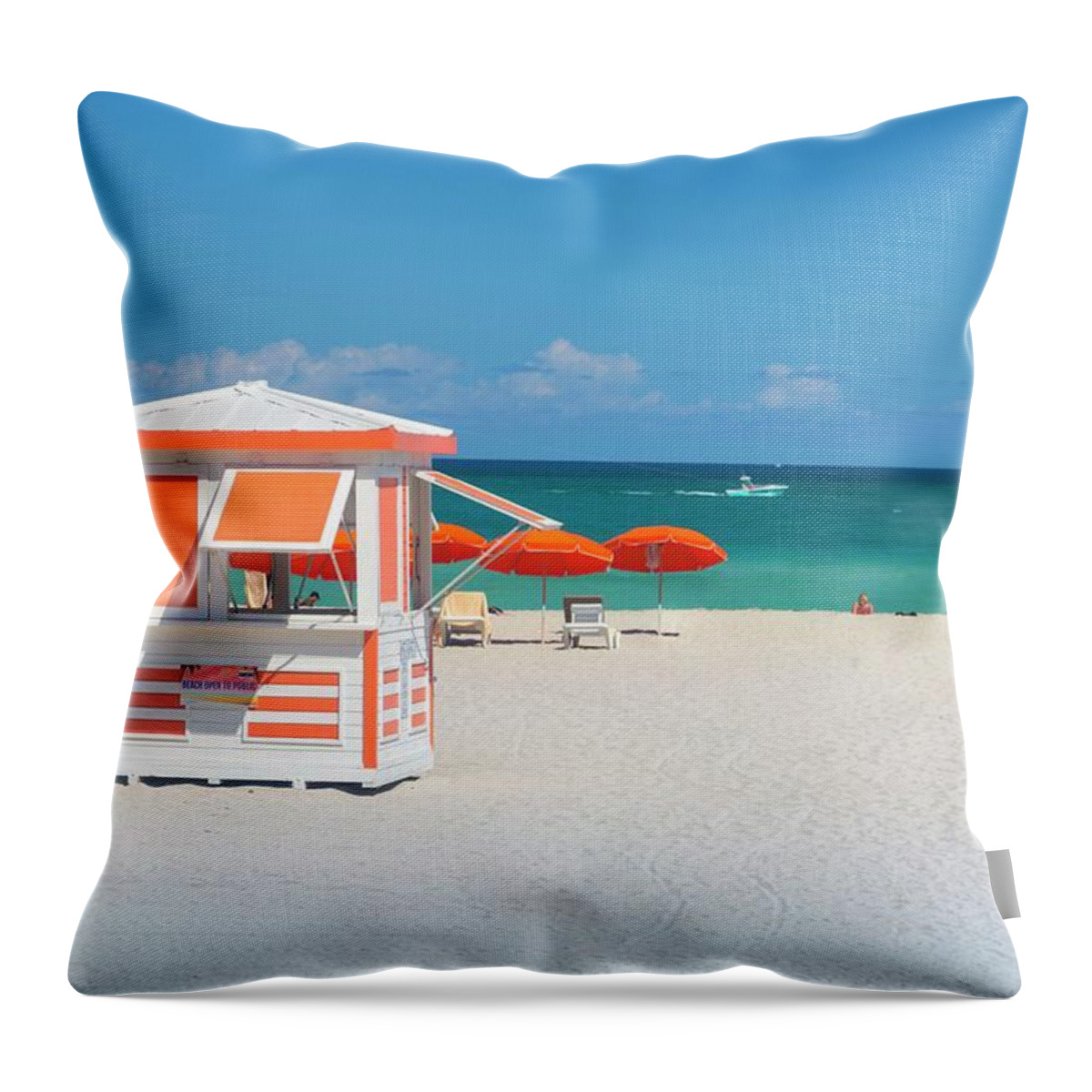 Estock Throw Pillow featuring the digital art Kios In South Beach, Miami by Claudia Uripos