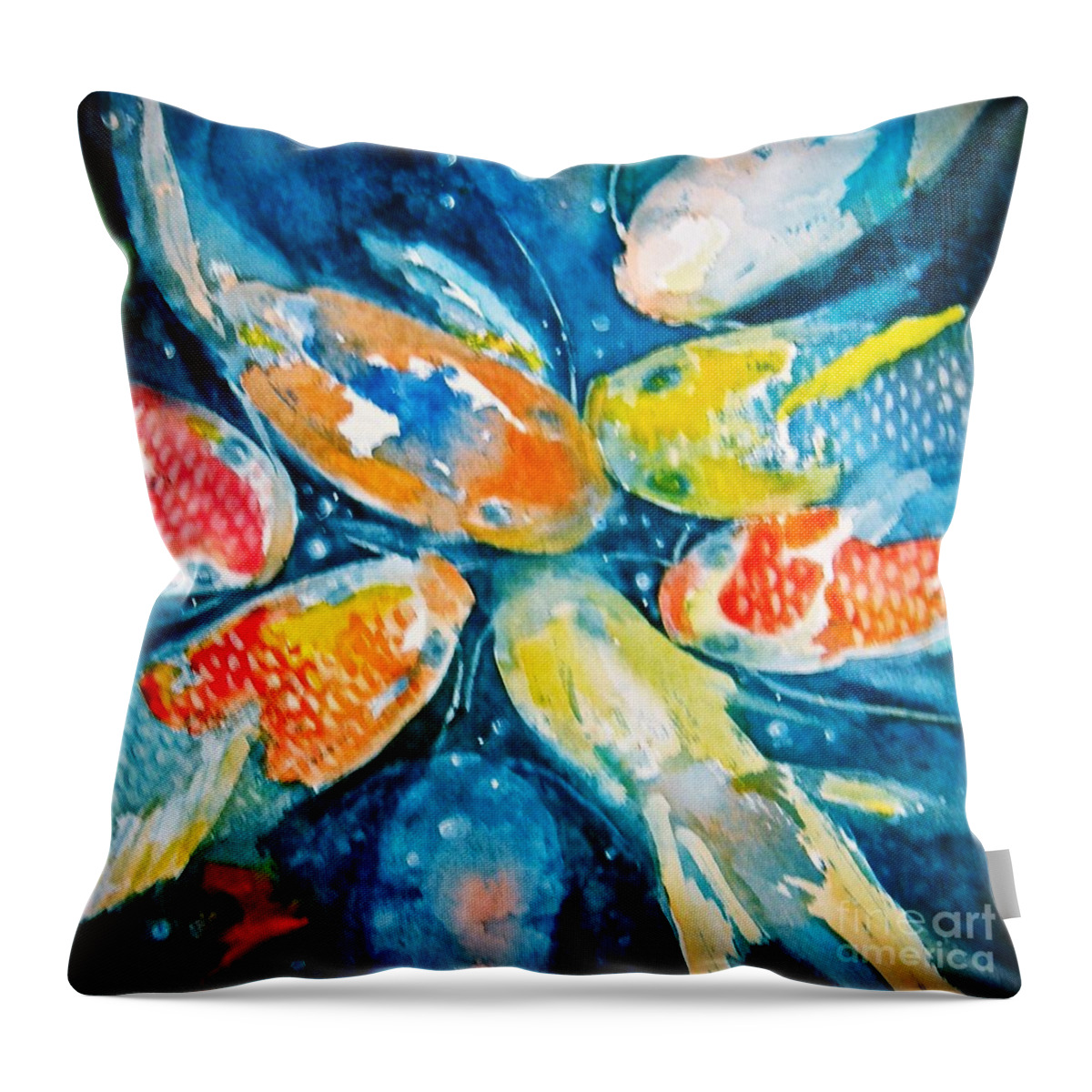 Koi Throw Pillow featuring the painting KOI by Midge Pippel