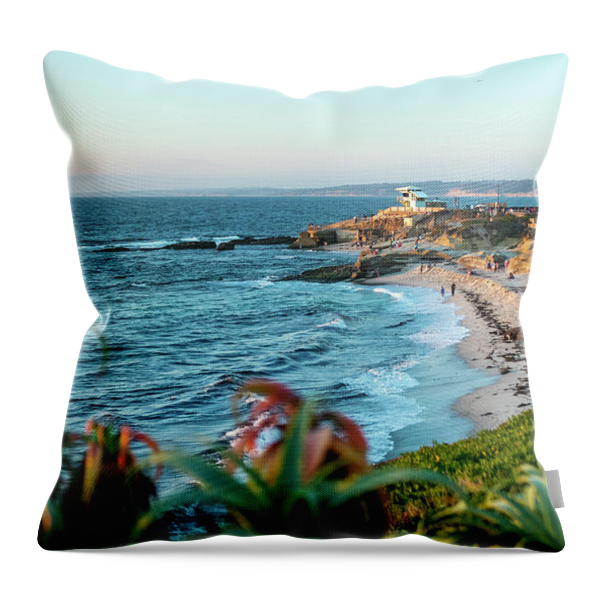 Landscape Throw Pillow featuring the photograph La Jolla Life Guard Station by Local Snaps Photography