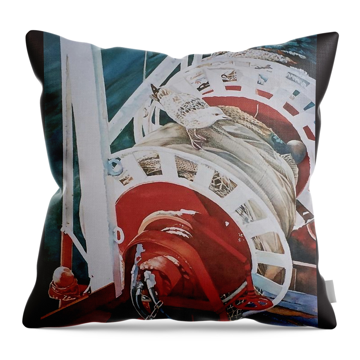 Mer Throw Pillow featuring the painting La Mouette_2 by Francoise Chauray