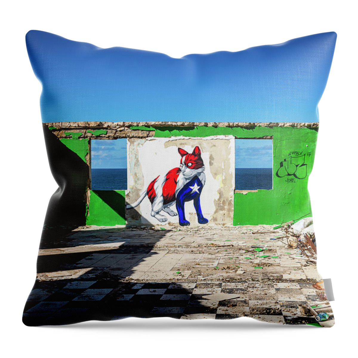 Caribbean Throw Pillow featuring the photograph La Perla Hurricane Damage by Sandra Foyt