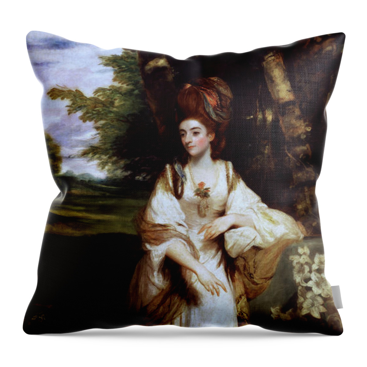 Lady Bampfylde Throw Pillow featuring the painting Lady Bampfylde by Joshua Reynolds by Rolando Burbon