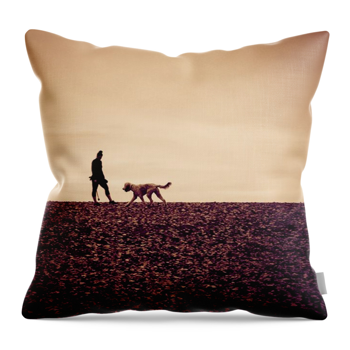 Dog Throw Pillow featuring the photograph Lady with Dog by Anamar Pictures