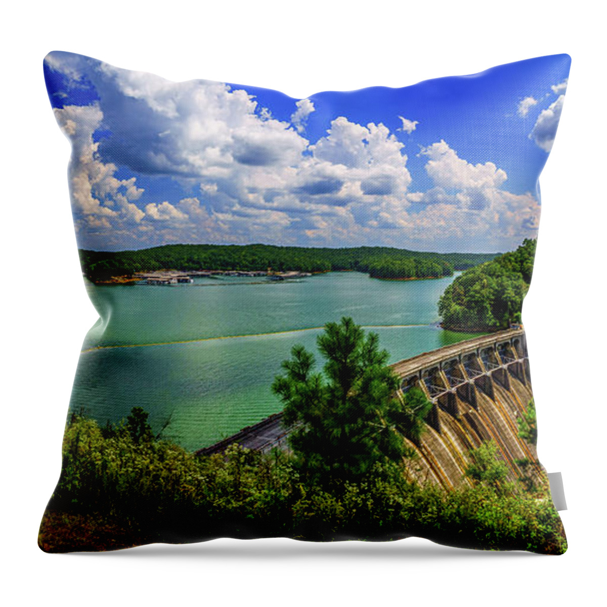 Allatoona Dam Throw Pillow featuring the photograph Lake Allatoona Dam by Nick Zelinsky Jr