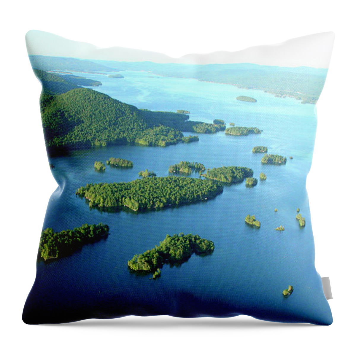 Tranquility Throw Pillow featuring the photograph Lake George Narrows Looking North by Jerry Trudell The Skys The Limit