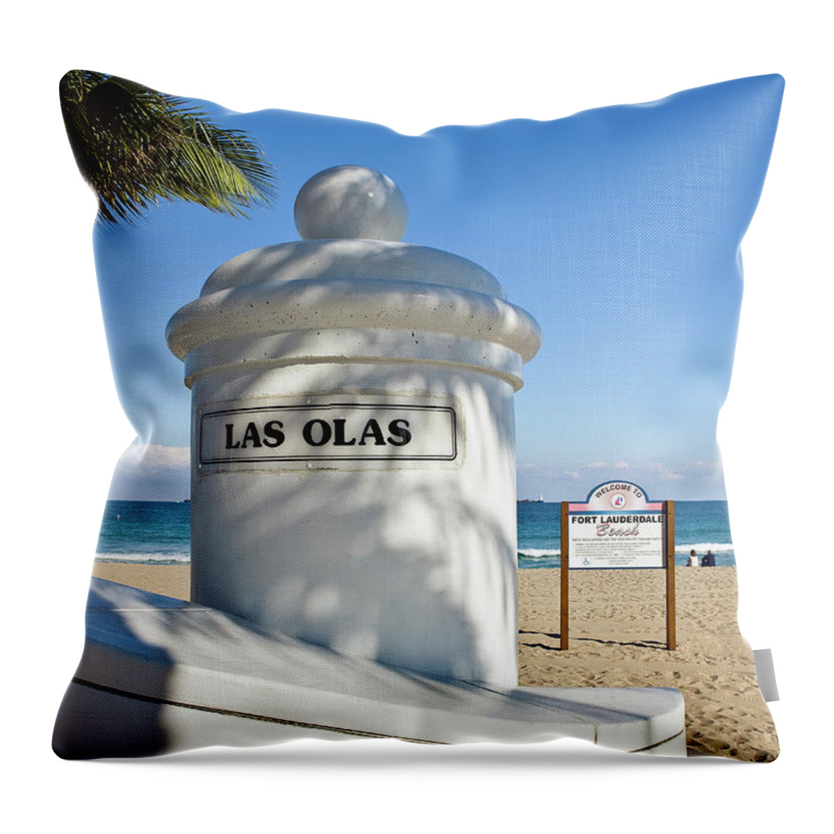 Estock Throw Pillow featuring the digital art Las Olas Beach In Ft Lauderdale Florida by Bravo