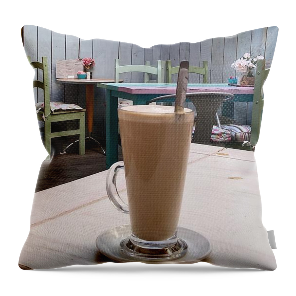 Latte Time Throw Pillow featuring the photograph Latte Time by Lachlan Main