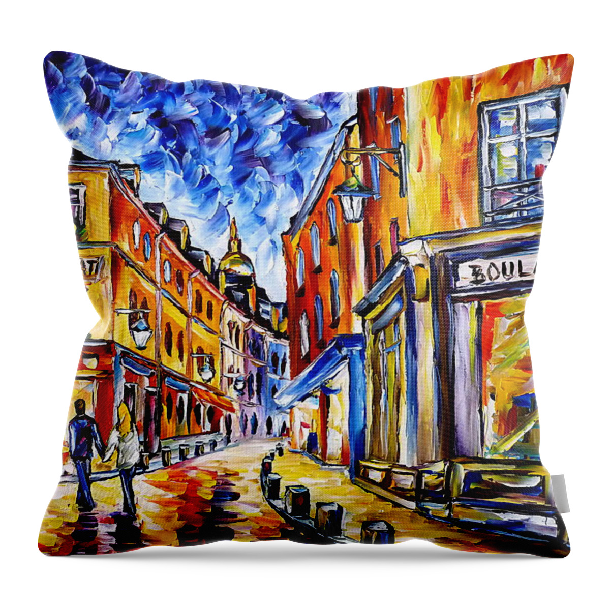 I Love Paris Throw Pillow featuring the painting Le Consulat, Montmartre by Mirek Kuzniar