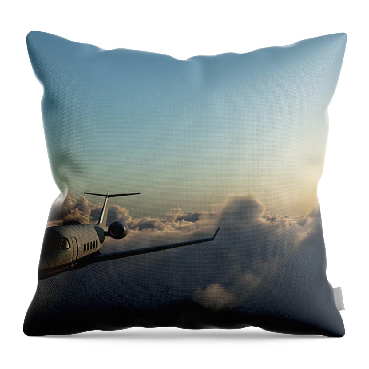 Mid-air Throw Pillow featuring the photograph Learjet 60 Above The Clouds by Joelena
