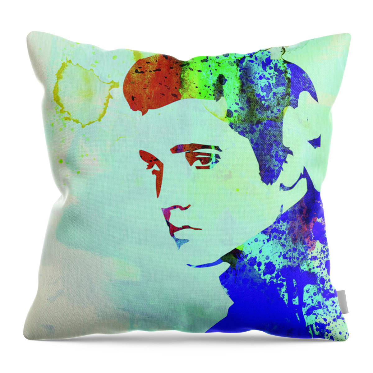Elvis Presley Throw Pillow featuring the mixed media Legendary Elvis Watercolor I by Naxart Studio
