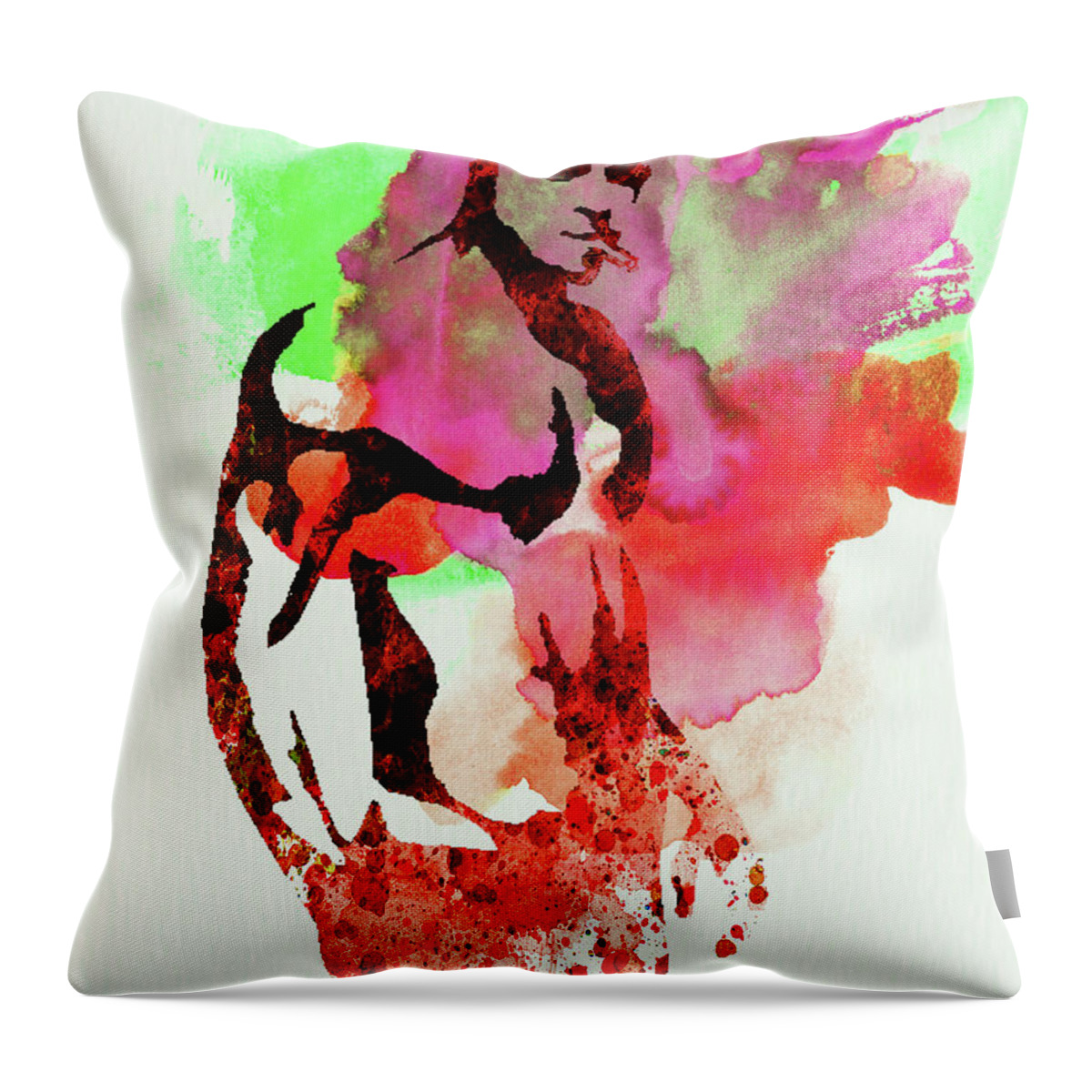 Fight Club Throw Pillow featuring the mixed media Legendary Fight Club Watercolor by Naxart Studio