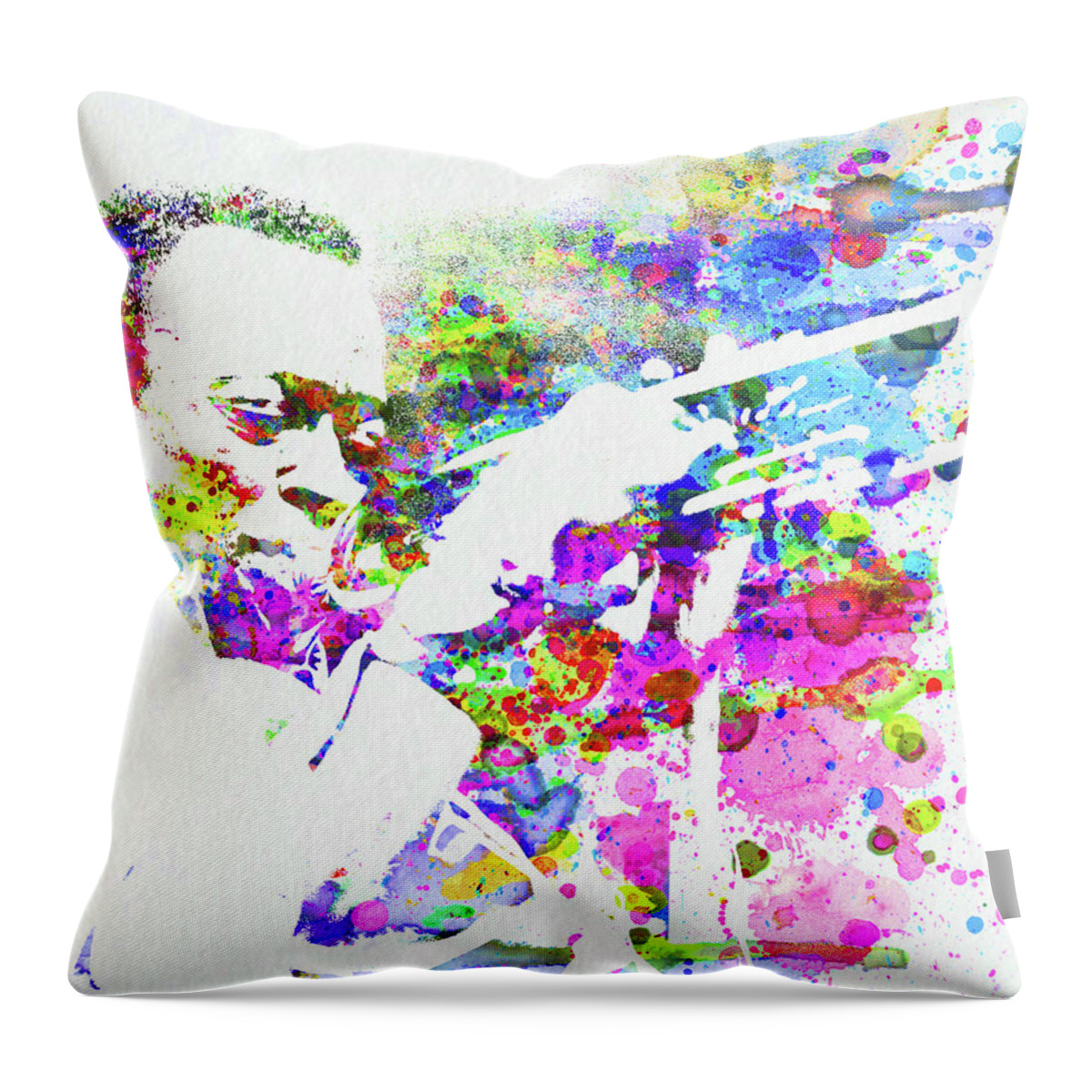John Coltrane Throw Pillow featuring the mixed media Legendary John Coltrane Watercolor by Naxart Studio