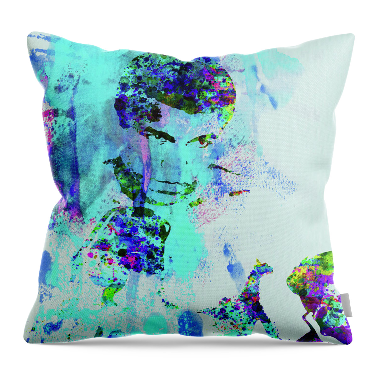 Muhammad Ali Throw Pillow featuring the mixed media Legendary Muhammad Ali Watercolor by Naxart Studio