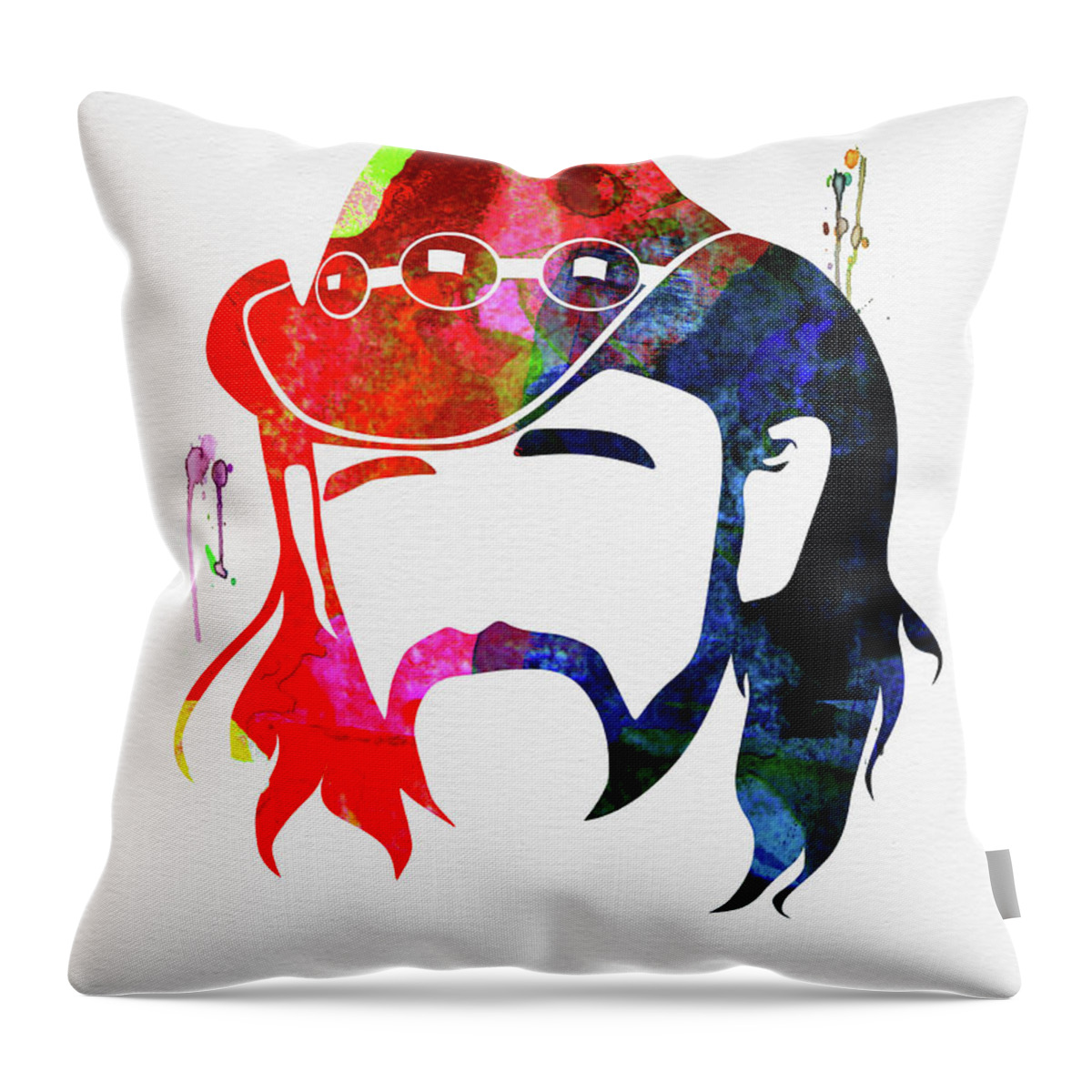 Lemmy Kilmister Throw Pillow featuring the mixed media Lemmy Watercolor by Naxart Studio