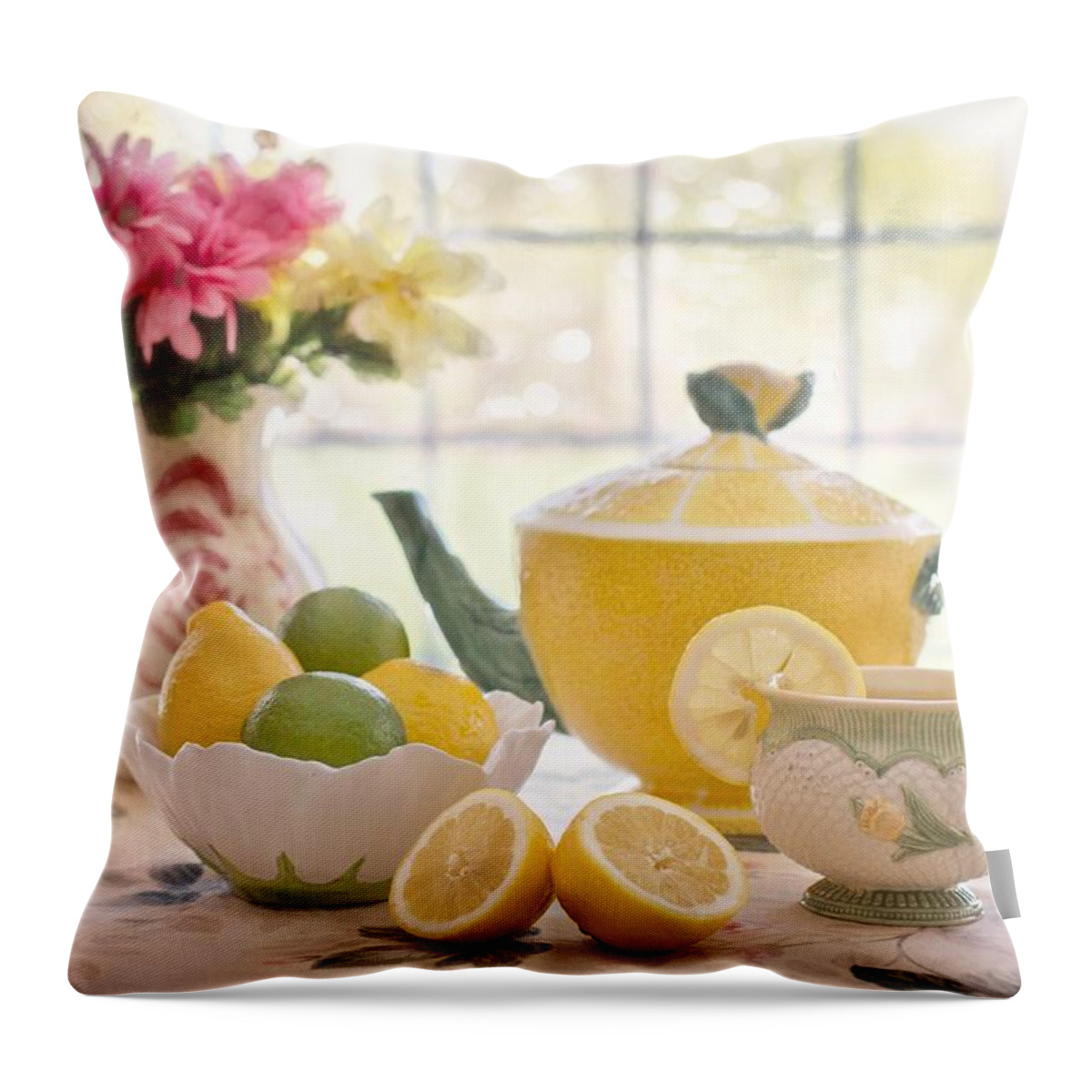 Cute Throw Pillow featuring the photograph Lemon tea by Top Wallpapers