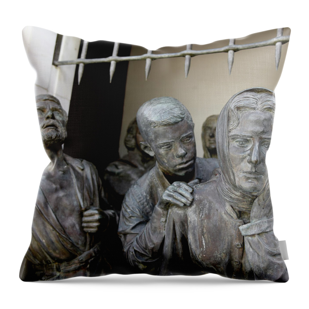 Freedom Throw Pillow featuring the photograph Liberty monument statues Nicosia Cyprus by Michalakis Ppalis
