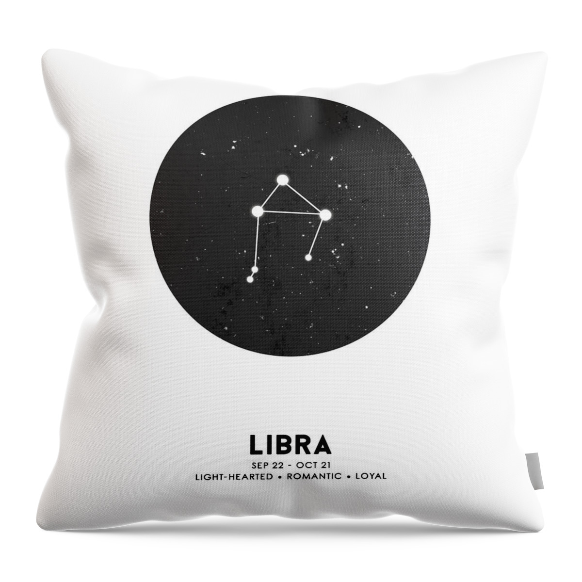 Libra Throw Pillow featuring the mixed media Libra Print - Zodiac Signs Print - Zodiac Posters - Libra Poster - Night Sky - Stars - Libra Traits by Studio Grafiikka