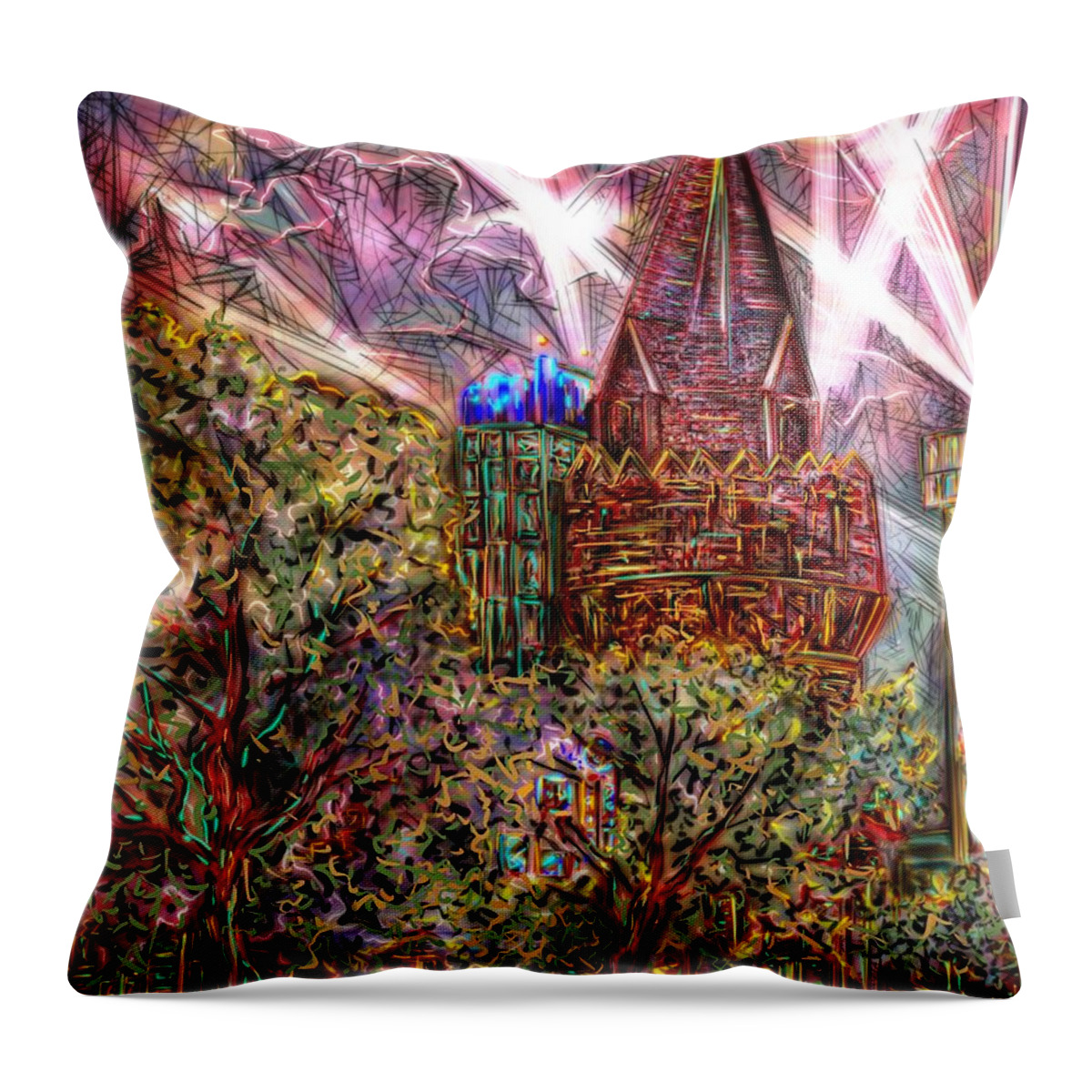 Digital Art Throw Pillow featuring the digital art Light Show by Angela Weddle