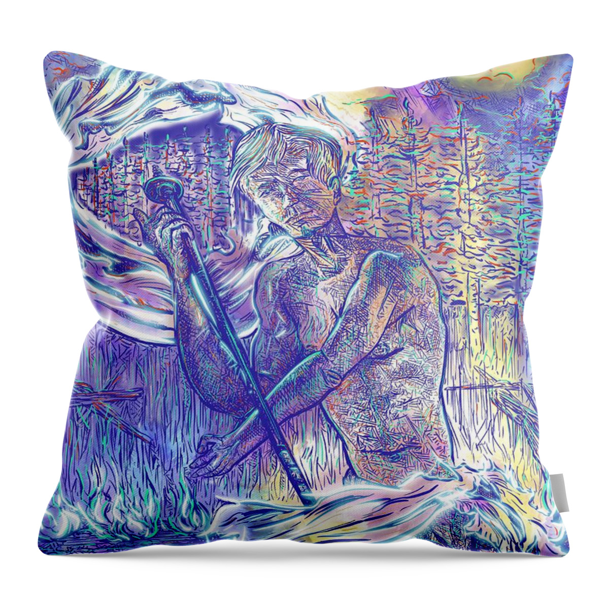 Lightworker Throw Pillow featuring the digital art Lightworker by Angela Weddle
