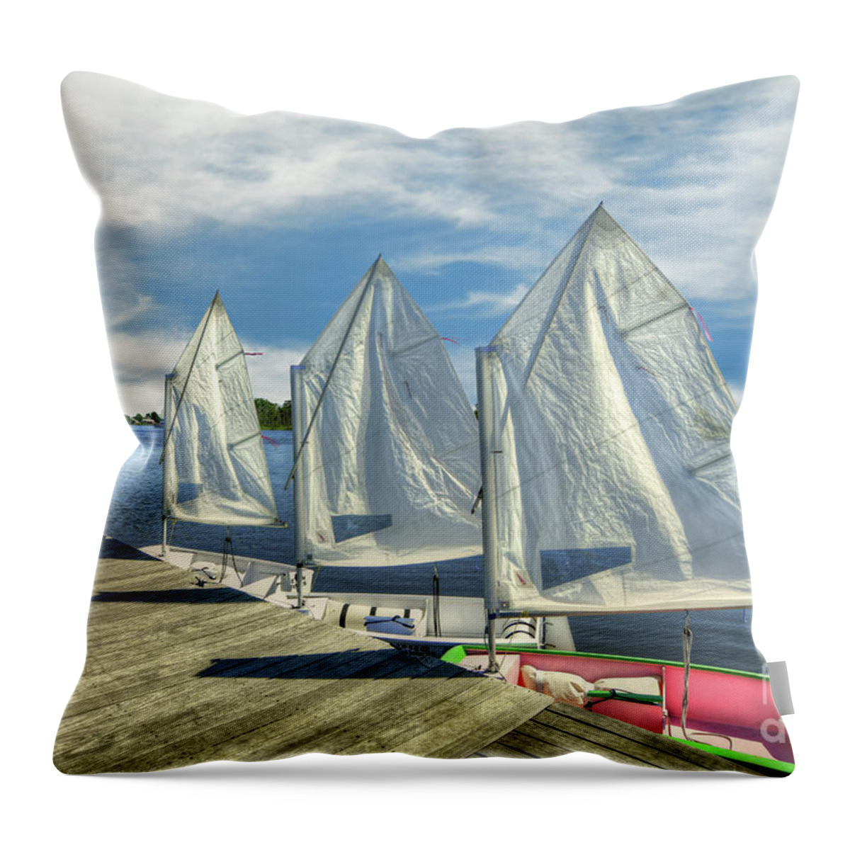 Nautical Throw Pillow featuring the photograph Little Sailboats by Kathy Baccari