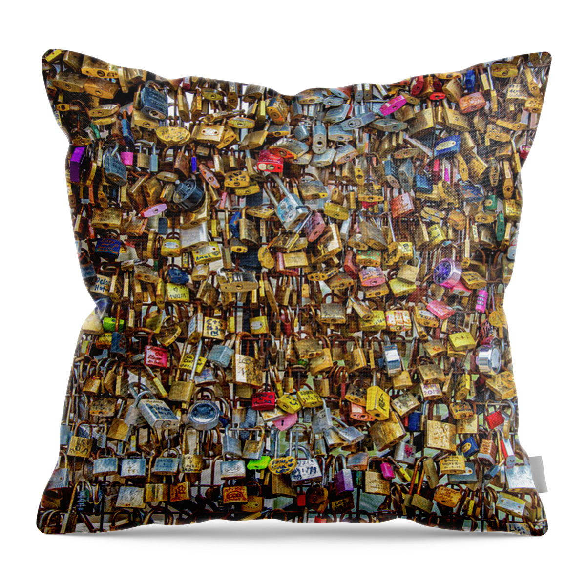 Locks Throw Pillow featuring the photograph Locks of Love for Paris by Darren White