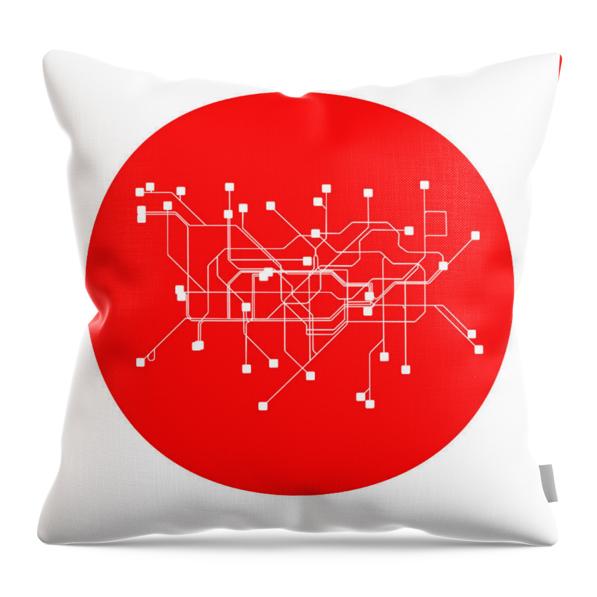 London Subway Map Throw Pillow featuring the digital art London Red Subway Map by Naxart Studio