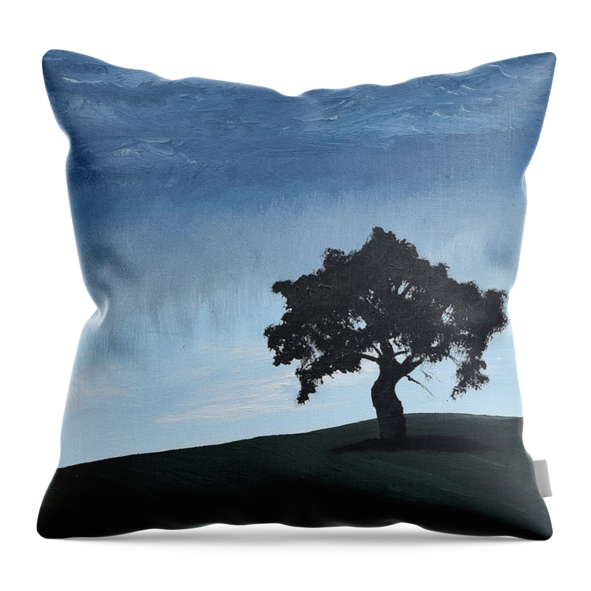 Landscape Throw Pillow featuring the painting Lone Tree by Gabrielle Munoz