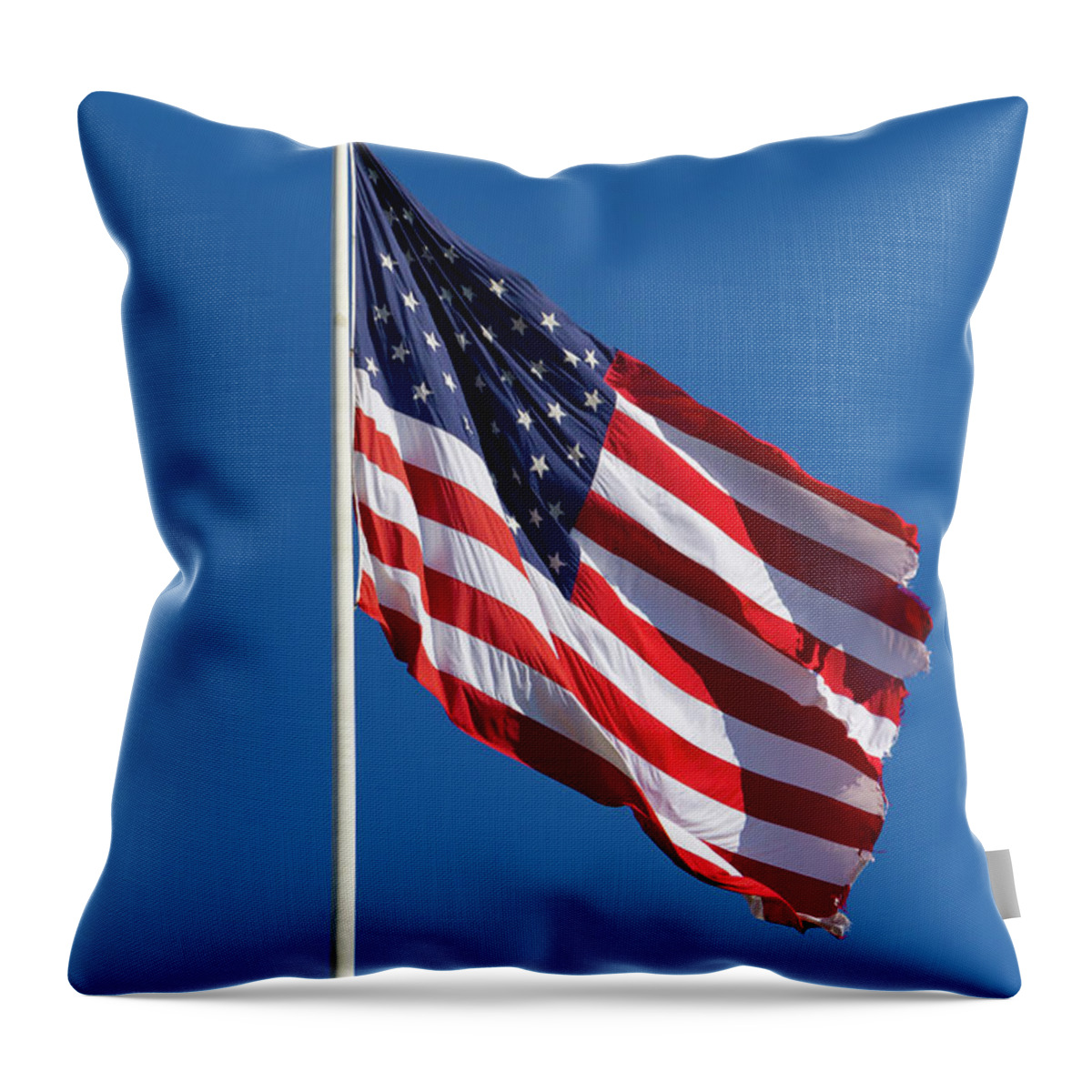 Long May She Wave Throw Pillow featuring the photograph Long May She Wave by Bonnie Follett